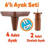 Nzb Mobilya Tv Ünitesi Çekyat Koltuk Kanepe Destek Ayağı 11 cm Kahverengi Baza Ayak Ayakları 6'lı Set