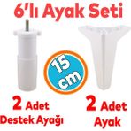Nzb Mobilya Tv Ünitesi Çekyat Koltuk Kanepe Destek Ayağı 15 cm Beyaz Baza Ayak 6'lı Set