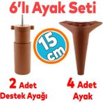 Nzb Mobilya Tv Ünitesi Çekyat Koltuk Kanepe Destek Ayağı 15 cm Kahverengi Baza Ayak M8 6'lı Set