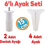 Nzb Mobilya Tv Ünitesi Çekyat Koltuk Kanepe Yükseltici Destek Ayağı 15 cm Beyaz Baza Ayak 6'lı Set