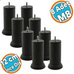 Nzb Mobilya Yükseltici Baza Metal Kanepe Koltuk Destek Ayağı M8 Civatalı Ince Diş Siyah Metal Ayak 12 cm (8 Adet)