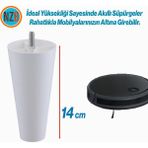 Nzb Mobilya Yükseltici Sehpa Kanepe Tv Ünitesi Koltuk Baza Ayağı Beyaz Düz Plastik Ayak 14 cm