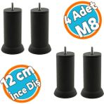 Nzb Mobilya Yüksletici Baza Metal Kanepe Koltuk Destek Ayağı M8 Civatalı Ince Diş Siyah Metal Ayak 12 cm (4 Adet)