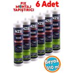 NZB Montaj Yapıştırıcı 310 ml Beyaz Mutfak Banyo Ahşap Dolap Beton Fayans Mermer Çok Amaçlı (6 Adet)