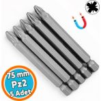 Nzb Pozidriv Bits Uç Pz2 (5 Adet) Mıknatıslı 75 mm Manyetik 1/4" Matkap Ucu 7.5 cm Güçlü Tayvan Çeliği - Gri