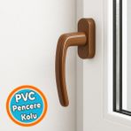Nzb Pvc Pencere Kolu Pimapen Uyumlu Sağ-Sol Açılır Yedek Balkon Vidalı Plastik Kol Mekanizma Kahverengi - 1 Adet