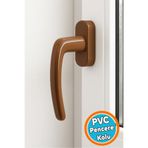 NZB PVC Pencere Kolu Pimapen Uyumlu Sağ-Sol Açılır Yedek Balkon Vidalı Plastik Kol Mekanizma Kahverengi