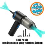 Nzb Şarjlı Araç Içi Süpürge Portatif 60 W 5000 Pa USB Ofis Süpürme Hava Üfleyici Top Balon Yatak Şişirme - 100 ml