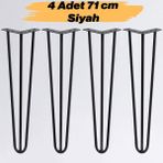 Nzb Sehpa Ayağı 71 cm Siyah Metal Masa Ayağı Dayanıklı Mobilya Destek Ayağı Yükseltici Model 4 Adet - Altın