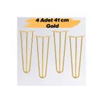 Nzb Sehpa Masa Ayağı 41 cm Gold Altın Metal Dayanıklı Mobilya Destek Yükseltici Ayak Modeli 4'lü Set
