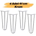 Nzb Sehpa Masa Ayağı 41 cm Krom Gümüş Metal Tekli Dayanıklı Mobilya Destek Yükseltici Ayak Modeli 4 Adet