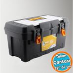 Nzb Takım Çantası Plastik Açma Kapatmalı 22'' Inç Organizer Bölmeli Taşınabilir Kulplu Alet Çanta 57 cm - Sarı - Siyah
