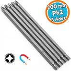 Nzb Tayvan Çeliği Mıknatıslı Yıldız Ph2 Bits Uç Manyetik 1/4" Matkap Ucu 20 cm Uzunluk (5 Adet) - Gri