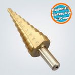 Nzb Titanyum Kaplama Kademeli Matkap Ucu 4 20 mm Metal Sac Delme Spiral Uç Seti Konik Basamaklı Çelik - Sarı