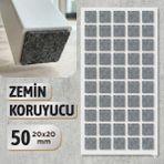 Nzb Yapışkanlı Zemin Koruyucu Keçe 20X20 mm (50'li Paket) Masa Sandalye Mobilya Koltuk Ayak Keçesi Kare - Gri