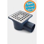 NZB Yer Süzgeci 10x10 Kare Paslanmaz Çelik 45 mm Zemin Süzgeci Banyo Duş Tuvalet Su Tahliye Izgarası