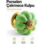 Nzb Yeşil Porselen Gold Metal Renk Düğme Kulp Mobilya Çekmece Dolap Kulpu Kulbu Kulpları (1 Adet) - Yeşil - Gold