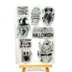 NZJ Happy Halloween Hoşgeldiniz Perili Evimize Hoş Geldiniz Kart Yapımı için Temizle Pullar Scrapbooking El İşi Kendin Yap Süslemeleri, Albüm El Sanatları Kabartma için Şeffaf Silikon Mühür Pulları