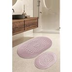 NZM TİCARET İkinciten Banyo Klozet Paspası Halısı 2'Li Takım Kaymaz Yıkanabilir 100X60-60X50 Pudra