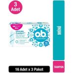 O.B. Mini Tampon 16 Adet x3 Paket Sızıntı Önleyici ve Konforlu Kullanım Özelliği