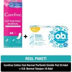 O.b. Normal Tampon 16 Adet ile Carefree Cotton Feel Normal Parfümlü Ped 20 Adet Sızıntı Önleyici Teknoloji
