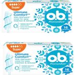 O.B. O.B Pro Comfort Süper Tampon 16'lı 2 Adet Gün Boyu Konfor ve Sızıntı Önleyici Teknoloji