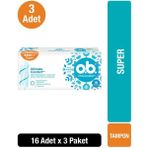 O.B. ProComfort Süper Tampon 16 Adet x3 Paket Gün Boyu Konfor ve Sızıntı Önleyici - yok