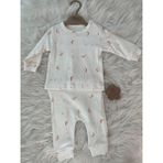 O Baby Ay Baskılı Kız Bebek Ekru Alt Üst Pijama Takımı 2’li - 9 - 12 Ay