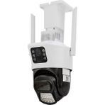 O-Kam 6015 3mp+3mp 21 Ledli Dual Ledli Çift Lensli Hareketli Gece Renkli Sesli Ptz Wifi Güvenlik Kamerası - Beyaz