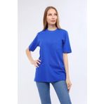 O Yaka Saks Mavi Kısa Kollu Süprem Iş Tişörtü - Bisiklet Yaka T-shirt Saks Mavi-S