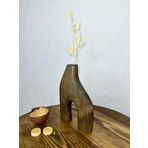 O&A Wood Doğal Ahşap Dekoratif Biblo Vazo Ceviz