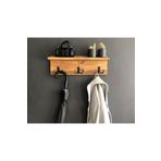 O&A WOOD Doğal Ahşap Vestiyer, Dekoratif 3 Askılı Portmanto, Raflı Vintage Elbise Askısı
