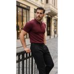Oada Erkek Düğme Yakalı Kısa Kollu Pamuk Triko Tişört - Altın - 2XL
