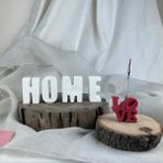 Oasis Decoration " H O M E " Yazısı Beton Dekoratif Obje ve "love" Yazılı Not Tutucu 2'li Set