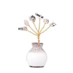 oasymala Dekoratif Vazoda Mini Değerli Taş Hayat Ağacı - 5 cm | El İşi Kristal Dekor (Beyaz Kristal)