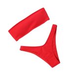 OATIPHO 1 Takı Mayo Straplez Bikini Nervürlü Bikini Yüzme Kıyafetleri Yular Bikini Kadın Takı Elbise Kadın Tüp Üstleri Bikinileri Bayan Tüp Üst Bayan Yüzmek Gömlek Kırmızı