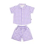 OATIPHO Trendy Ekose Tasarım Tişört Pantolon Giyim Erkek Çocuk Bebek Takımı
