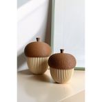 Obaco Dekoratif Meşe Palamudu Biblo Seti - 2'li Modern Kutu Dekorasyon Objesi -Bohem Ev Hediyesi 15cm-10cm