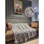 Obam Koltuk Çekyat Örtüsü Siyah Beyaz Çizgili Desen 170X220 cm - 170 x 220 cm - Gri - Beyaz