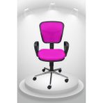 Obc Ofis Büro Concept Depar Krom - Fileli Ofis Büro Öğrenci Çalışma Koltuğu - Sandalyesi - Pembe