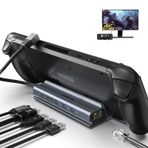 OBERSTER 6'sı 1 arada Buhar Güverte Bağlantı İstasyonu, HDMI 2.0, 4K@60Hz, Gigabit Ethernet, 3 USB A 3.0 ve USB C Şarj Bağlantı Noktası, Valve Steam Deck, TV, Switch, Tablet ile Uyumlu