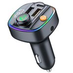 OBEST Bluetooth 5.3 FM verici, LED ekran, araç şarj cihazı, müzik çalar, eller serbest konuşma fonksiyonlu, PD USB-C 3.0 ve QC3.0, hızlı şarj, eller serbest konuşma sistemi