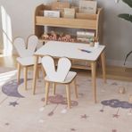 Obi Atölye Çocuk Oyun Aktivite Masası 60X45 cm Parlak Beyaz MDF 2 Sandalyeli Ergonomik Tasarım