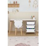 Obi Atölye Çocuk Oyun Aktivite Masası 90X45 cm 3 Sepetli Çocuk Çalışma Masası Arkalıklı Sandalye - Panda