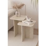 OBİ Atölye Kare Zigon Sehpa Takımı, 2 li Set, Yan Sehpa - Traverten Desen