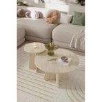 OBİ Atölye NORD 2'li Orta Sehpa 72 cm-40 cm, İskandinav Orta Sehpa, Bohem, Yuvarlak - Traverten