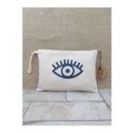 OBİDEV Tahta Baskı Göz Desenli Clutch ,portföy Çanta,makyaj Çantası