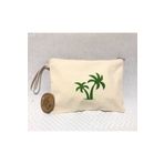 OBİDEV Tahta Baskı Palmiye Desenli Clutch ,Portföy Çanta,Makyaj Çantası