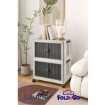 obido Fold&Go 2'Li Portatif Organizer Tekerlekli Dolap ”Beyaz” Çok Amaçlı Mıknatıs Kapaklı Katlanır