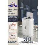 obido Lavine 50 Lt Sensörlü Çöp Kovası Portatif Katlanabilir Büyük Boy Premium ”beyaz”
